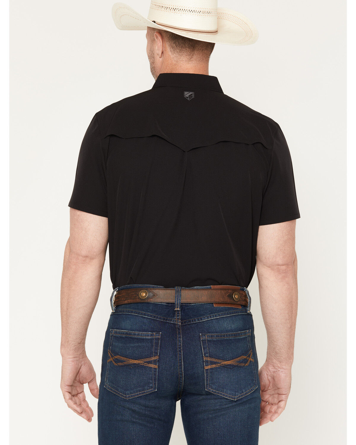 Image #4 - RANK 45&reg; Men's Ridge Solid Rodeo Tech 2.0 Short Sleeve Snap Western Shirt, Black, hi-res