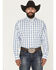 Image #1 - George Strait by Wrangler Men's Plaid Print Long Sleeve Button-Down Stretch Western Shirt - Tall, White, hi-res