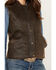 Image #3 - Circle S Women's Zip Front Enzyme Washed Cotton Concealed Carry Vest, Brown, hi-res