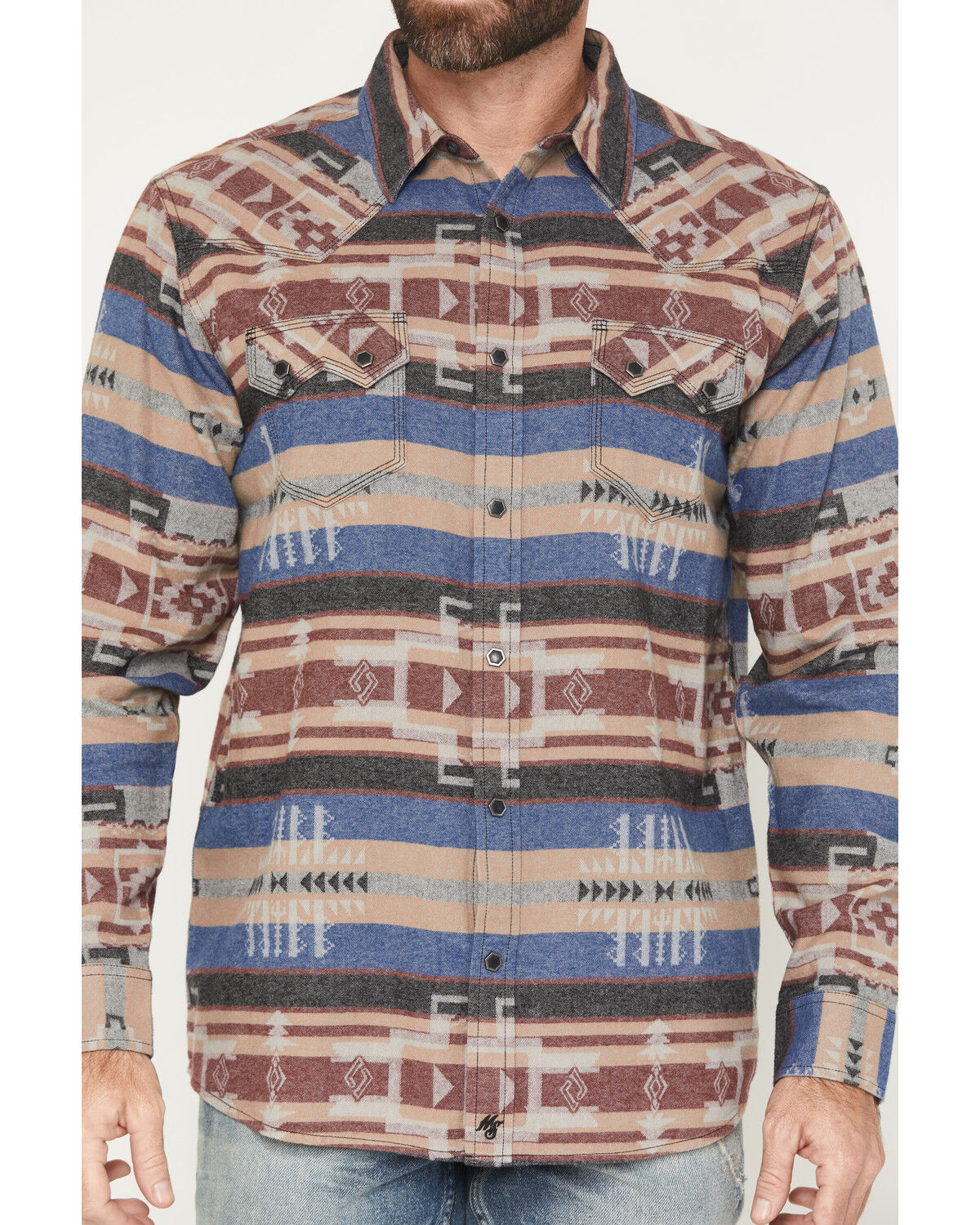 Image #3 - Moonshine Spirit&reg; Men's Caribou Southwestern Striped Long Sleeve Snap Flannel Shirt, Multi, hi-res