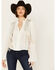 Image #1 - Vocal Women's Rhinestone Cropped Faux Suede Vest, Natural, hi-res