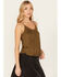 Image #2 - Shyanne Women's Crochet Lace Faux Suede Cami Top, Forest Green, hi-res