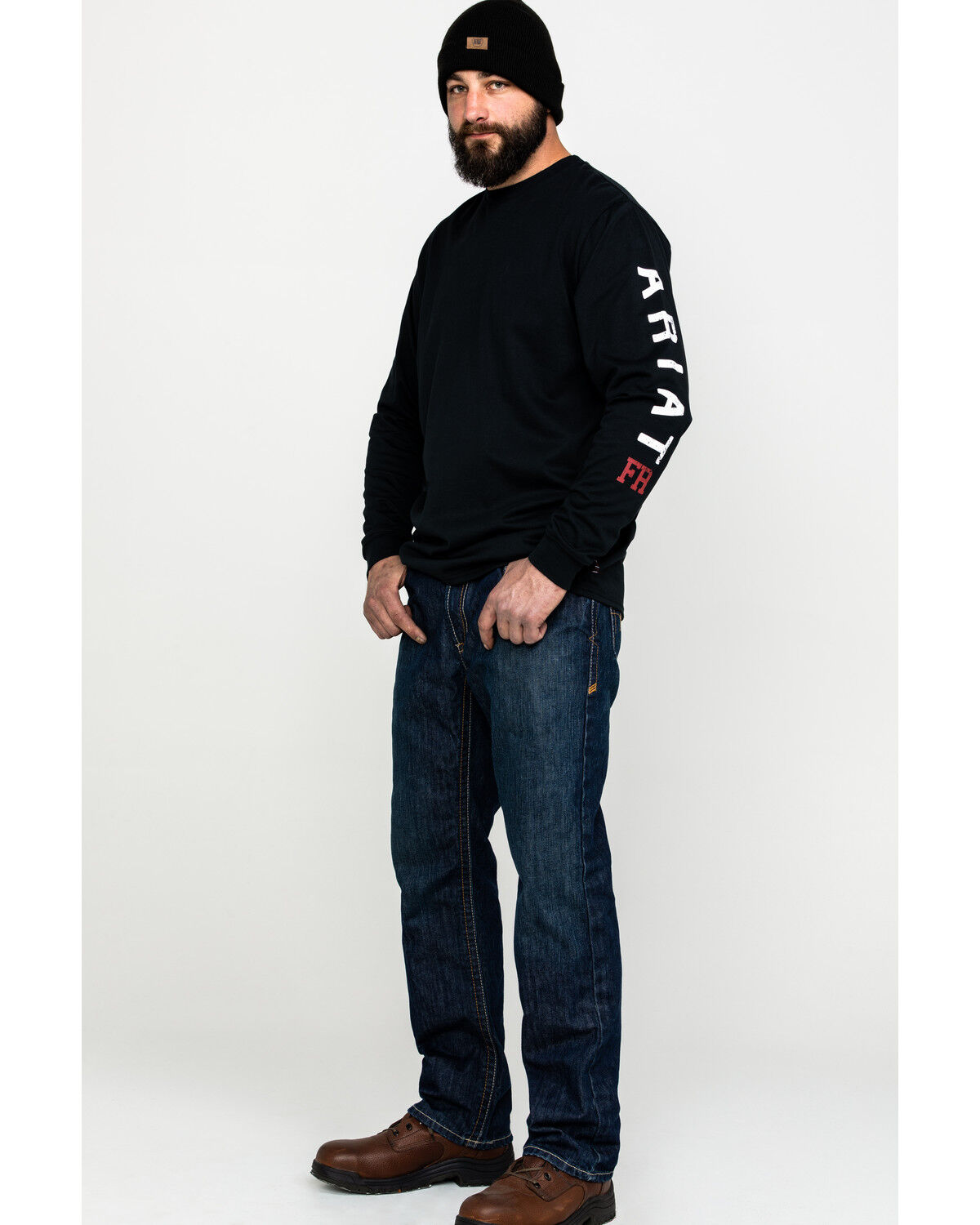 Image #6 - Ariat Men's FR Roughneck Back Skull Graphic Long Sleeve Work T-Shirt - Tall, Black, hi-res