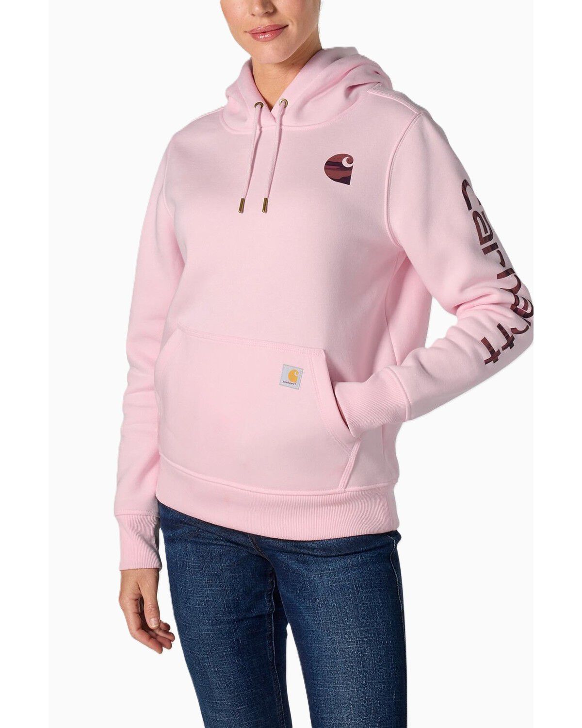 Image #1 - Carhartt Women's Iconic Clarksburg Logo Sweatshirt, Rose, hi-res