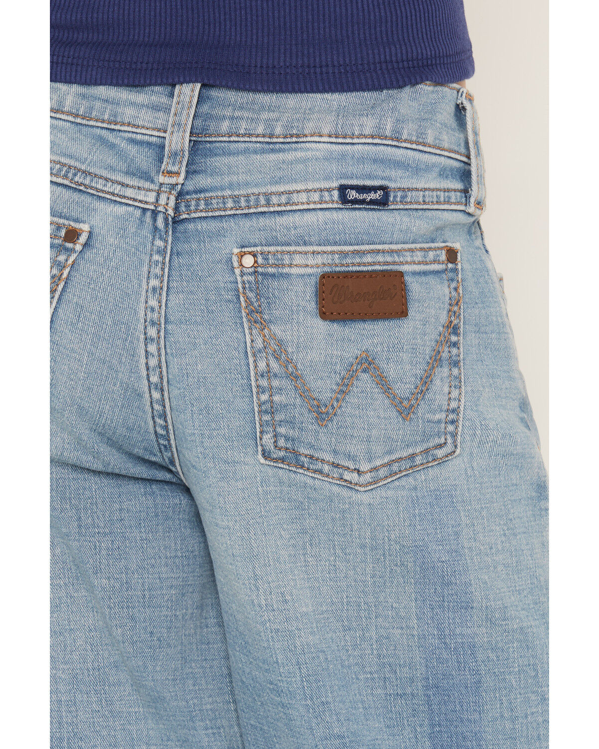 Image #4 - Wrangler Girls' Light Wash Carla Wide Leg Stretch Denim Jeans, Light Wash, hi-res