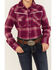 Image #3 - Shyanne Girls' Plaid Print Flannel Long Sleeve Western Pearl Snap Shirt, Purple, hi-res