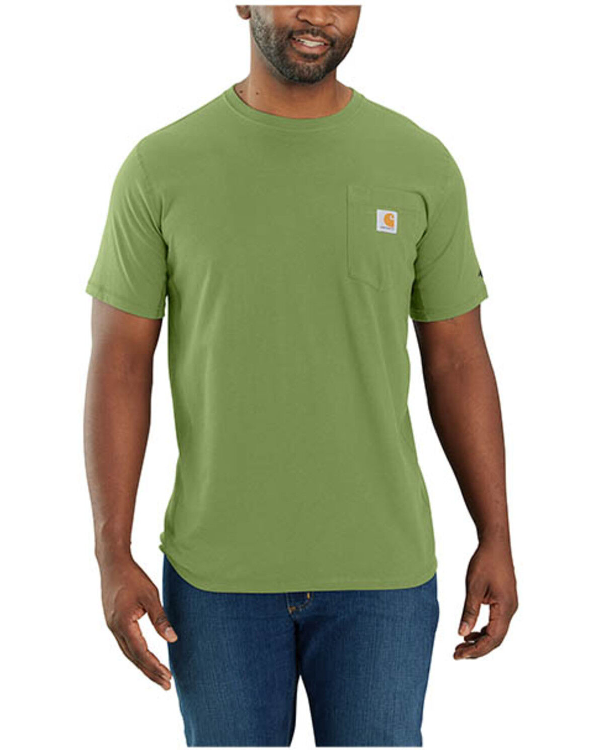 Image #1 - Carhartt Men's Force&reg; Relaxed Fit Midweight Solid Short Sleeve Work T-Shirt, Green, hi-res