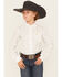 Image #1 - Ariat Boys' Steer Print Long Sleeve Button-Down Western Shirt, White, hi-res