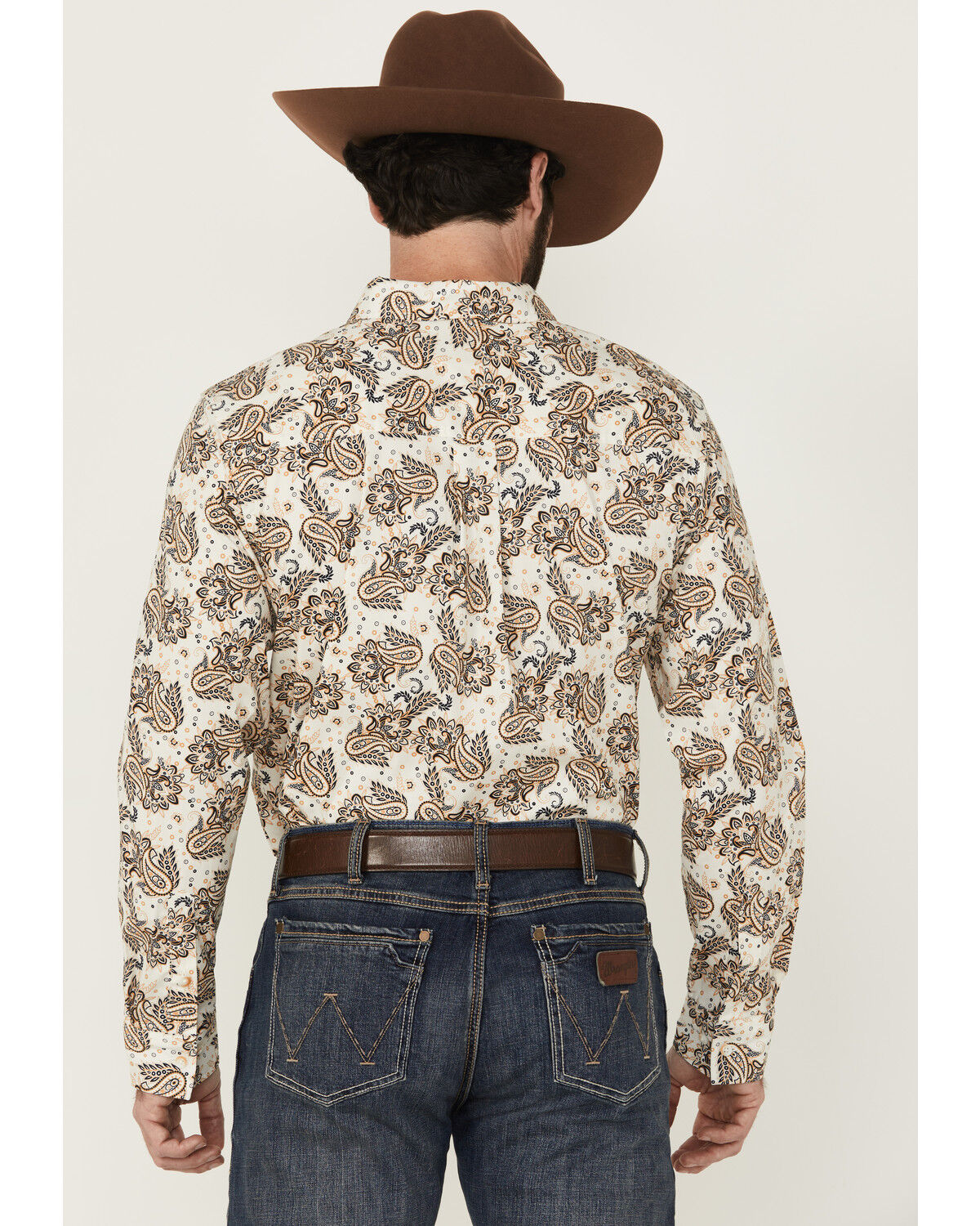 Image #4 - Cody James Men's Kendall Paisley Print Long Sleeve Button-Down Stretch Western Shirt - Tall, Tan, hi-res