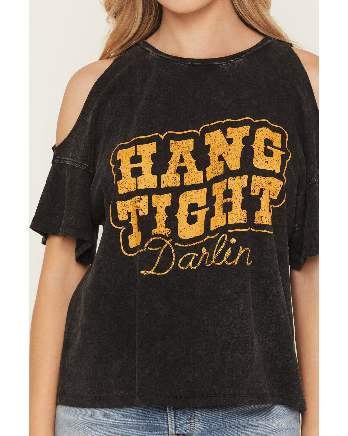 Image #3 - White Crow Women's Hang Tight Cold Shoulder Short Sleeve Graphic Tee, Black, hi-res