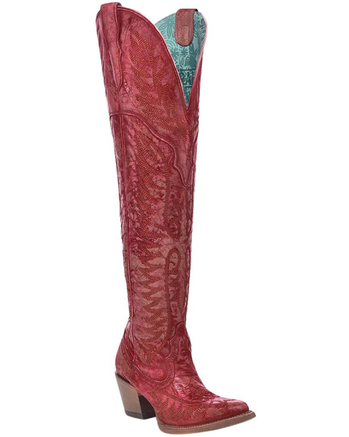 Corral Women's Distressed Tall Western Boots - Snip Toe, Red, hi-res