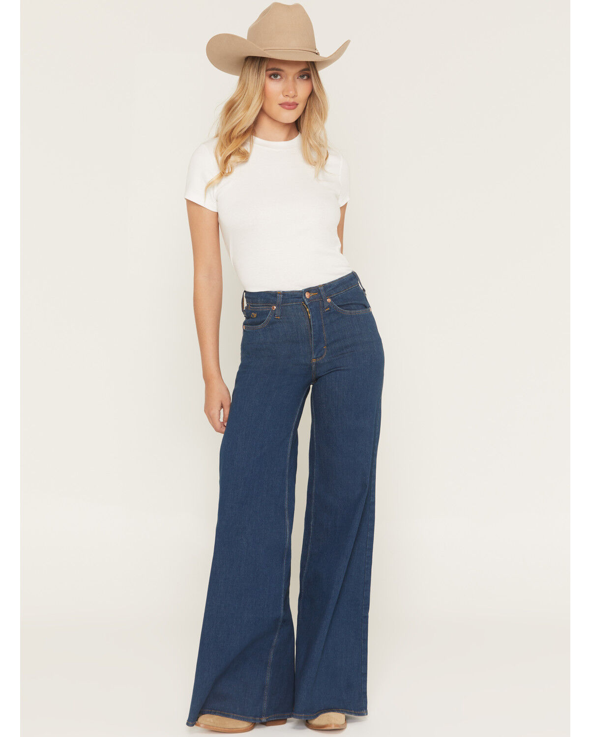 Wrangler X Lainey Wilson Women's Cheeky Wide Leg Stretch Denim Jeans, Blue, hi-res