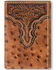 Image #1 - Ariat Men's Tri-Fold Ostrich Print Floral Embossed Wallet, Brown, hi-res