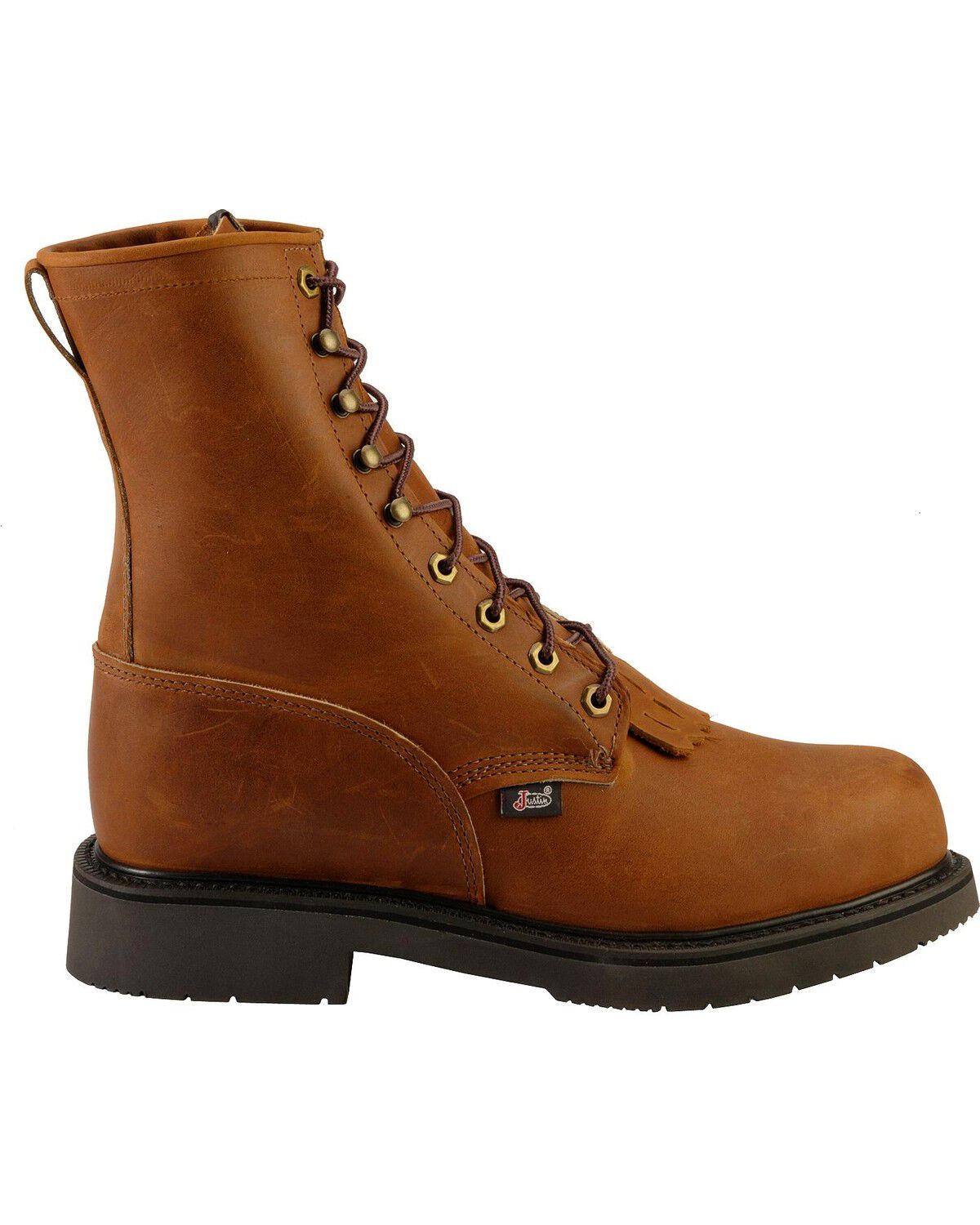 Image #2 - Justin Men's Cargo EH 8" Lace-Up Work Boots - Steel Toe, Bark, hi-res