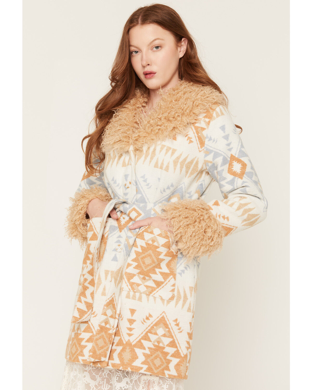 Image #1 - Idyllwind Women's Brunswick Southwestern Print Long Shacket, Bark, hi-res