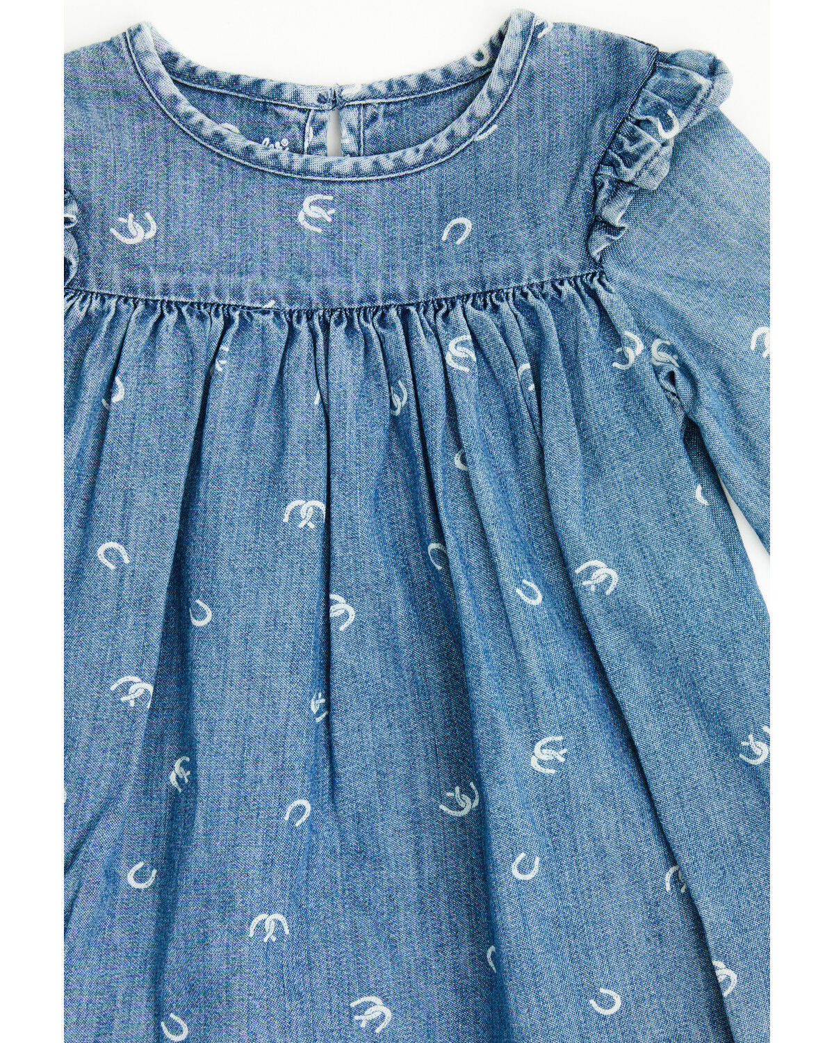 Image #3 - Wrangler Toddler Girls' Horseshoe Print Denim Dress Set - 2 Piece, Blue, hi-res