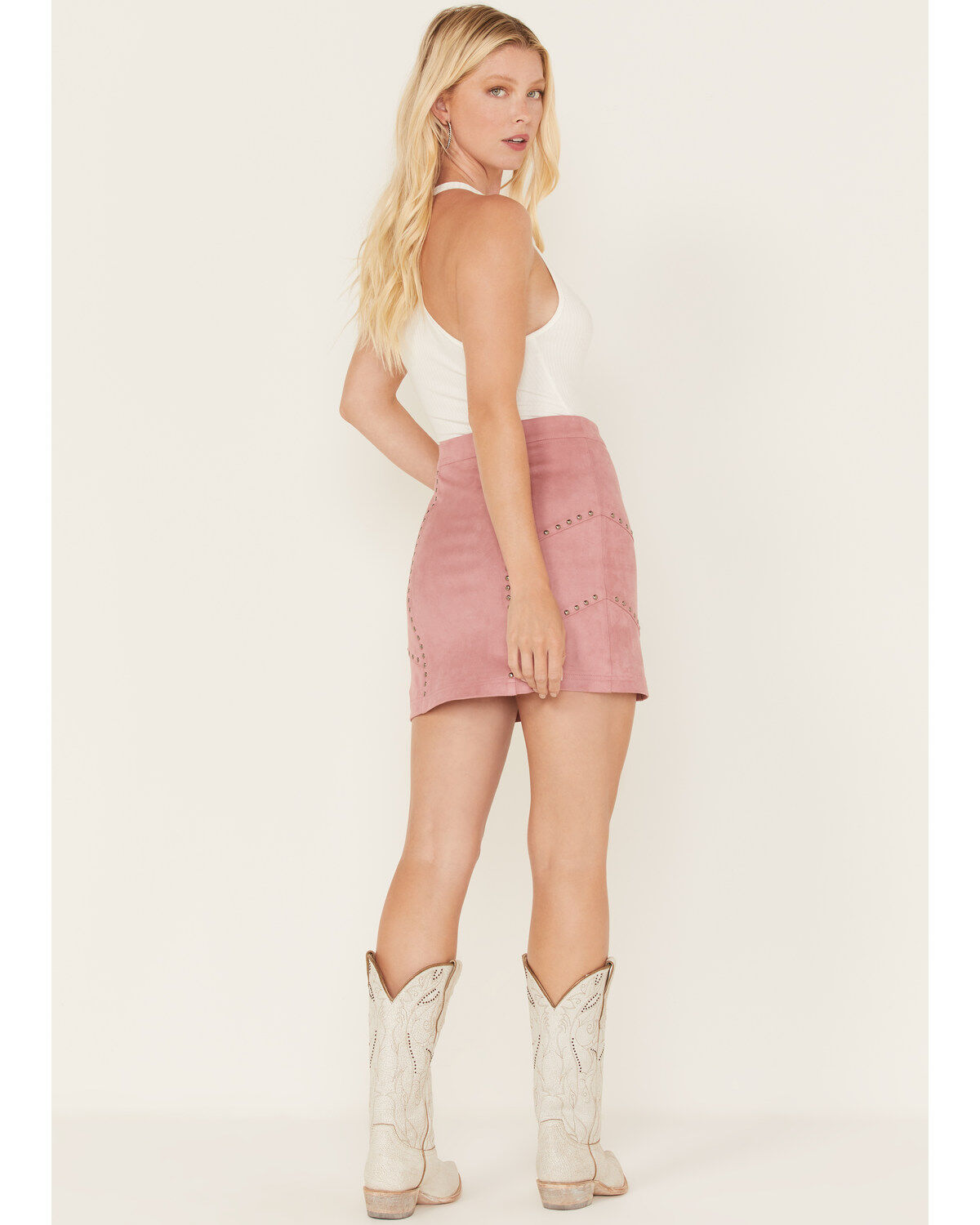 Image #4 - Idyllwind Women's Charlotte Faux Suede Studded Mini Skirt, Mauve, hi-res