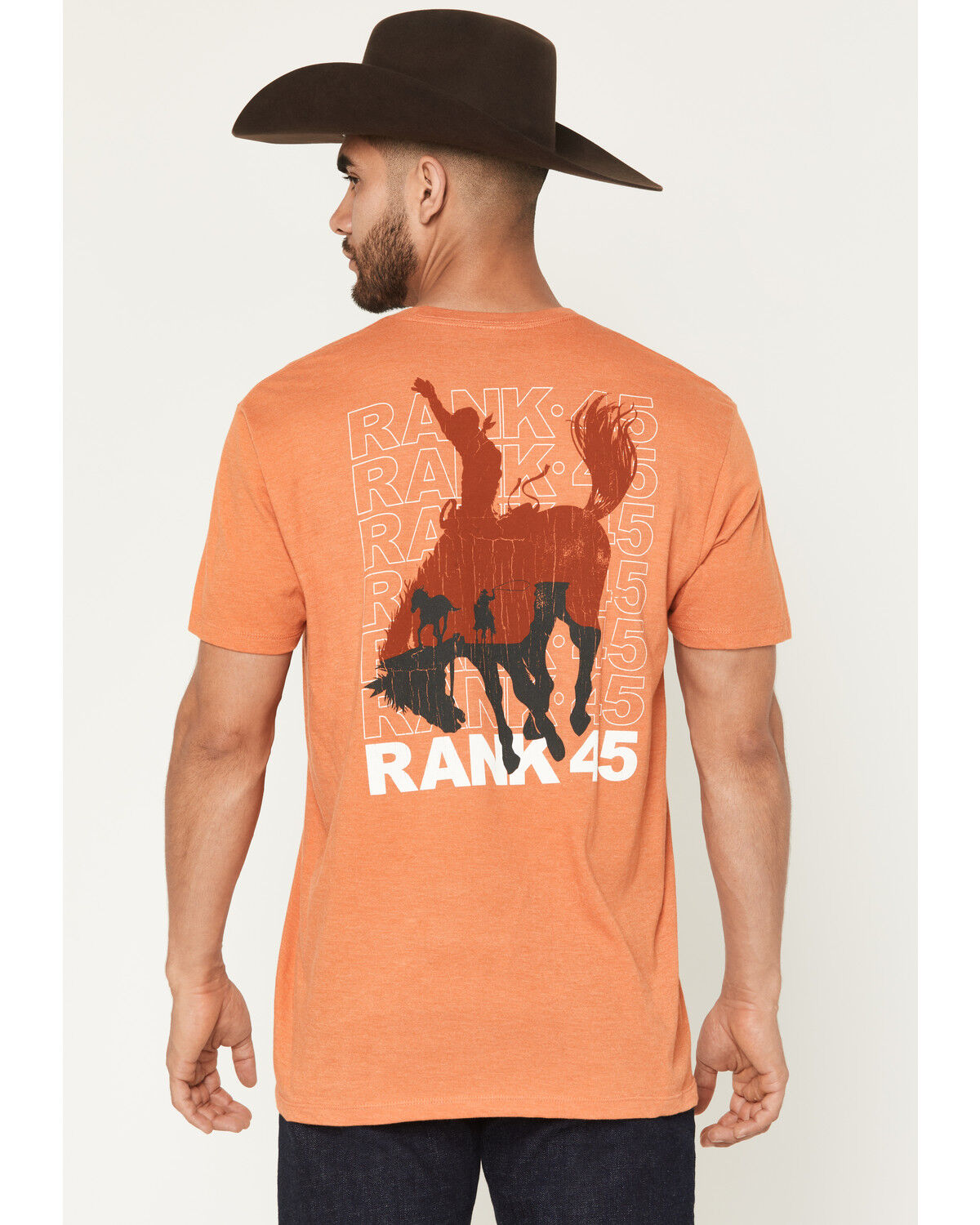 Image #1 - RANK 45&reg; Men's Cowboy Logo Short Sleeve Graphic T-Shirt, Orange, hi-res