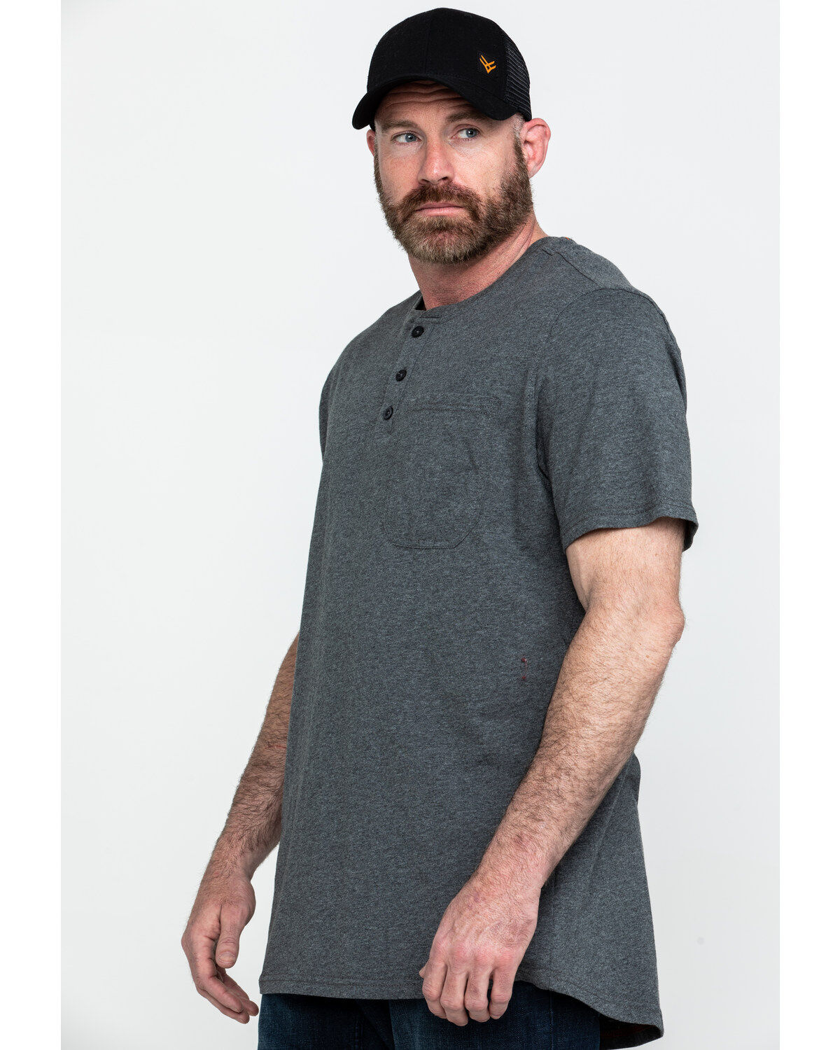 Image #3 - Hawx Men's Pocket Henley Short Sleeve Work T-Shirt - Tall, Charcoal, hi-res