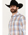 Image #2 - Resistol Men's Hardin Plaid Print Long Sleeve Button Down Western Shirt, Brown/blue, hi-res