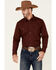 Image #1 - Gibson Men's Basic Solid Long Sleeve Pearl Snap Western Shirt, Burgundy, hi-res