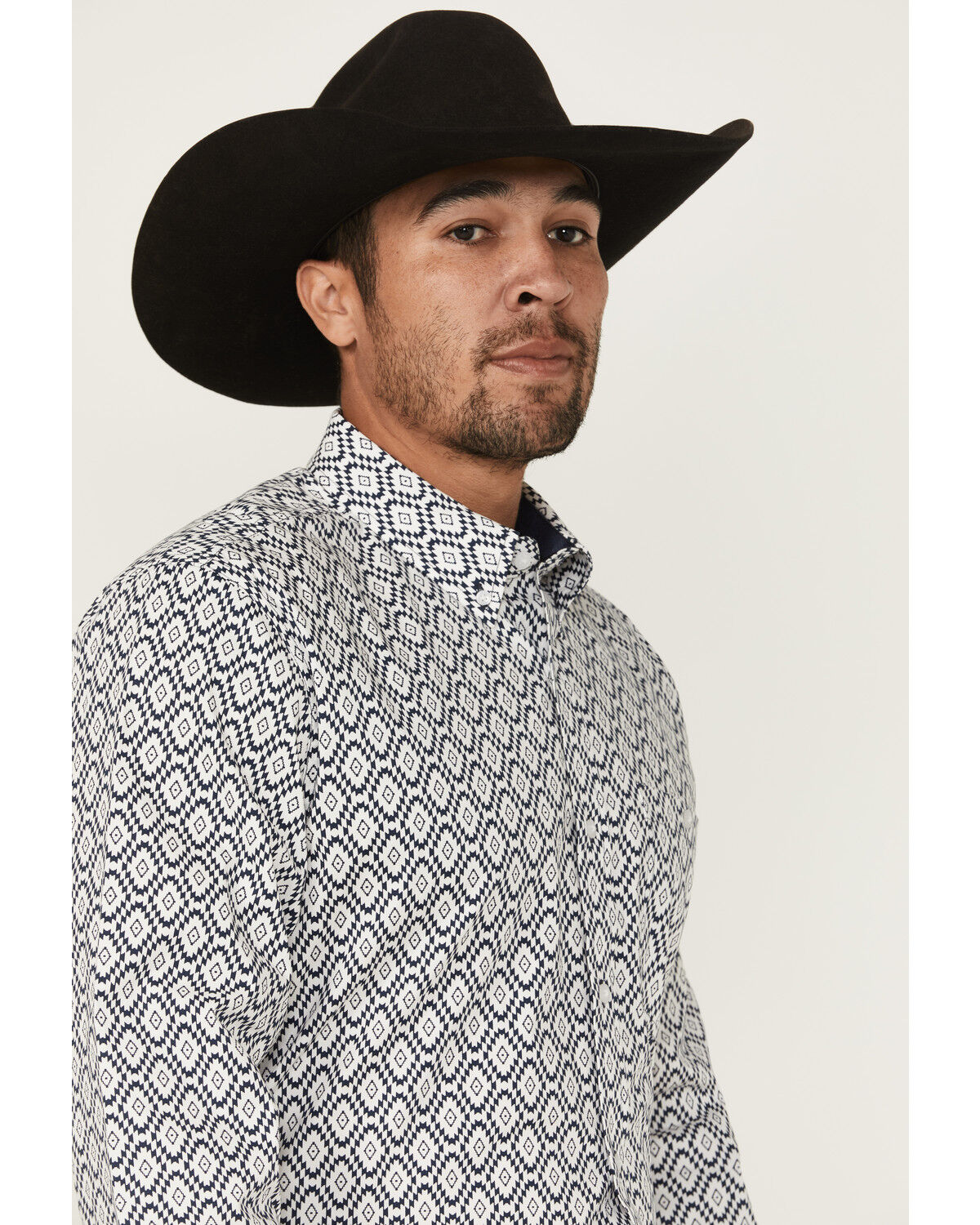 Image #2 - RANK 45&reg; Men's Desert Walk Medallion Print Long Sleeve Button-Down Stretch Western Shirt, Blue, hi-res