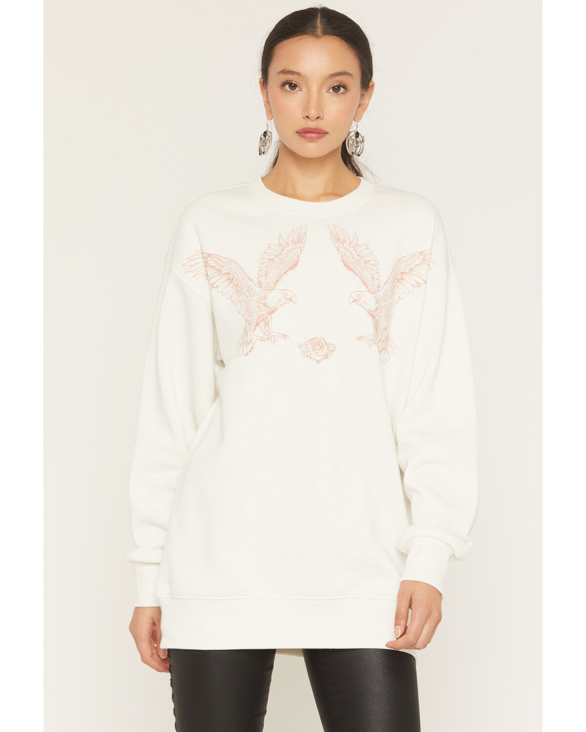 Youth in Revolt Women's Eagle Crew Neck Sweatshirt, Cream, hi-res