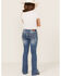 Image #3 - Shyanne Little Girls' Light Wash Americana Star Flare Jeans, Blue, hi-res