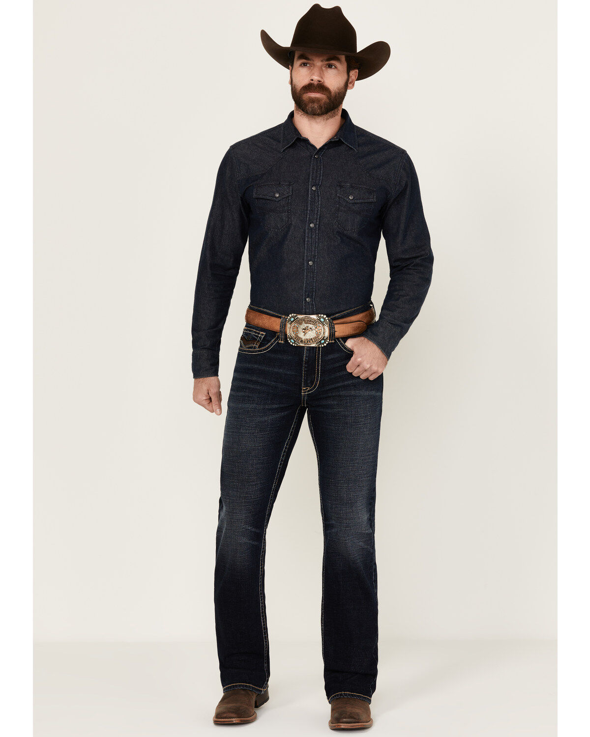 Cody James Men's Night Ranger Wash Wyatt Slim Bootcut Stretch Denim Jeans, Dark Wash, hi-res