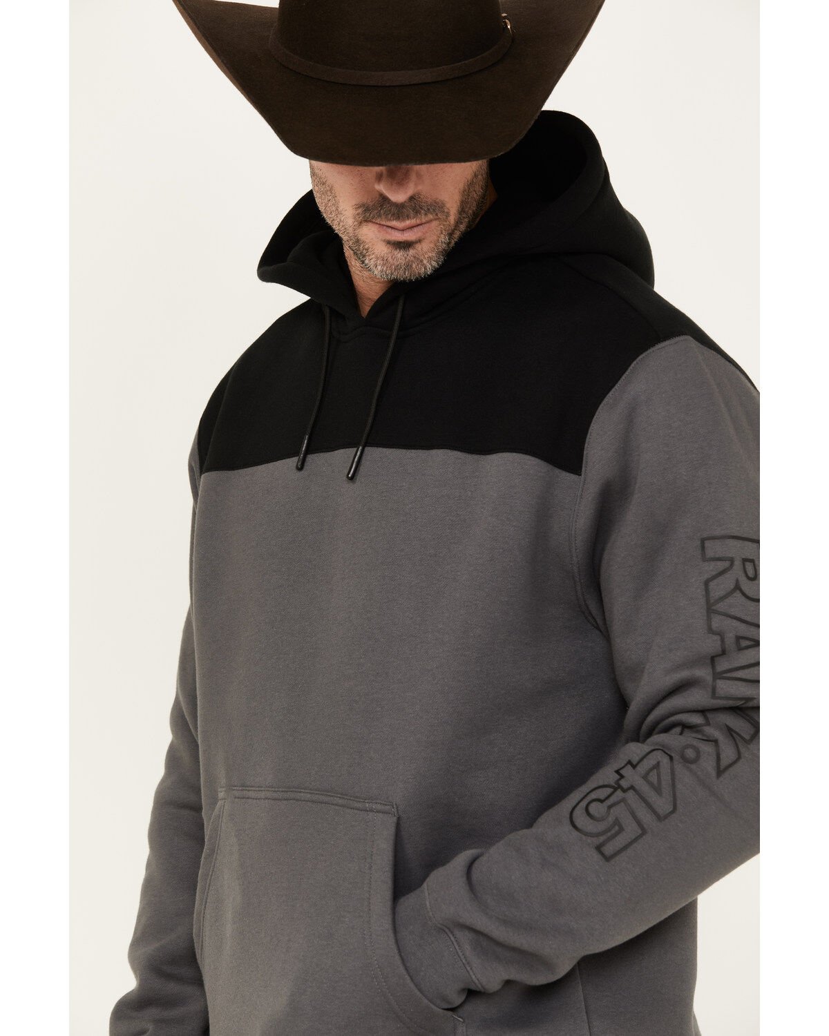 Image #2 - RANK 45&reg; Men's Reflective Sleeve Hooded Sweatshirt, Charcoal, hi-res