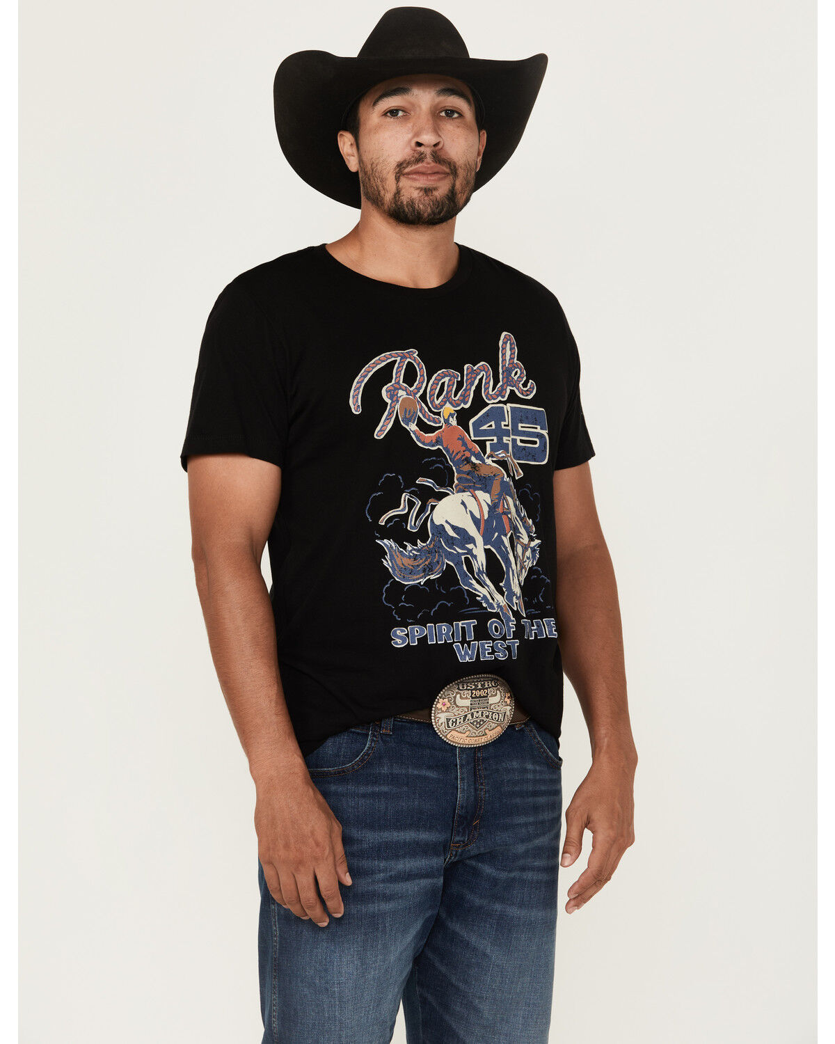 Image #1 - RANK 45&reg; Men's Spirit Cowboy Short Sleeve Graphic T-Shirt, Black, hi-res