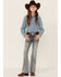 Image #1 - Grace In LA Girls' Medium Wash Border Pocket Bootcut Jeans, Blue, hi-res