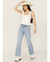 Image #1 - Rolla's Women's Light Wash Sunshine Eastcoast Ankle Flare Stretch Denim Jeans , Light Wash, hi-res