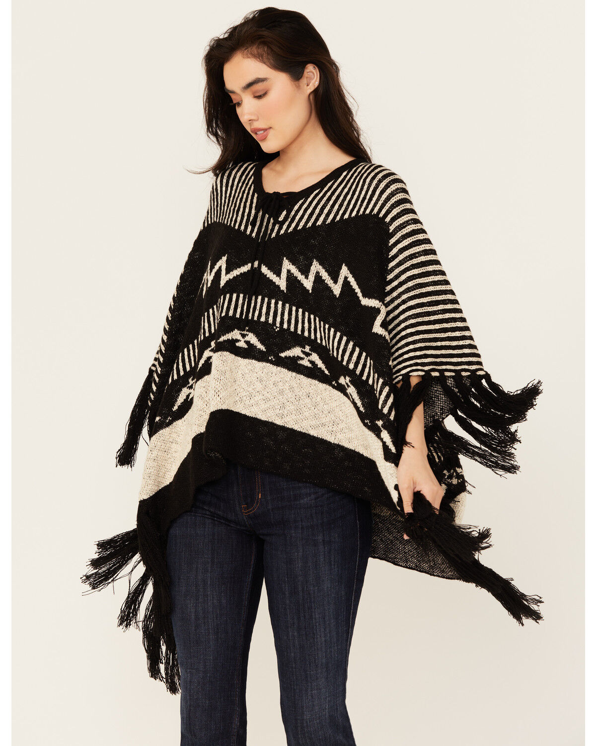 Idyllwind Women's Eatons Thunderbird Poncho Sweater, Black, hi-res