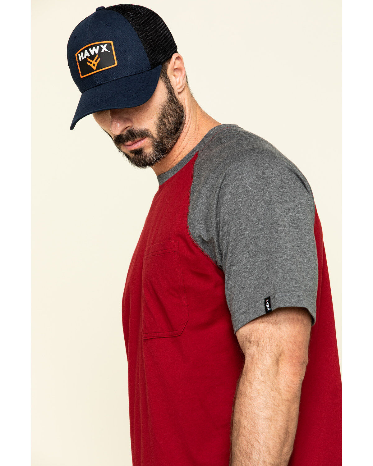 Image #5 - Hawx Men's Red Midland Short Sleeve Baseball Work T-Shirt - Big, Red, hi-res