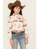 Image #1 - Wrangler Girls' Horse Desert Long Sleeve Pearl Snap Western Shirt , White, hi-res