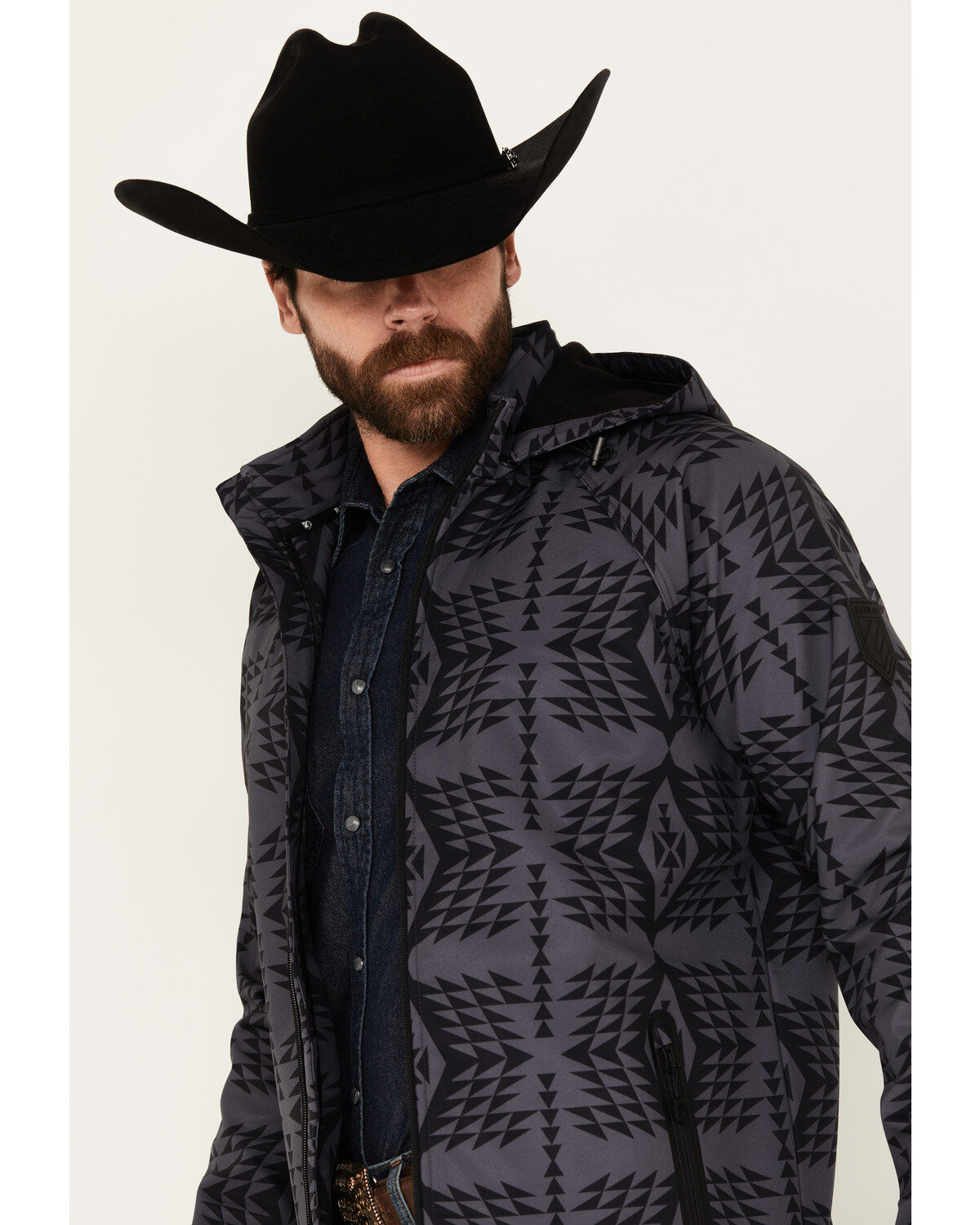 Image #2 - RANK 45&reg; Men's Southwestern Print Softshell Jacket, Charcoal, hi-res