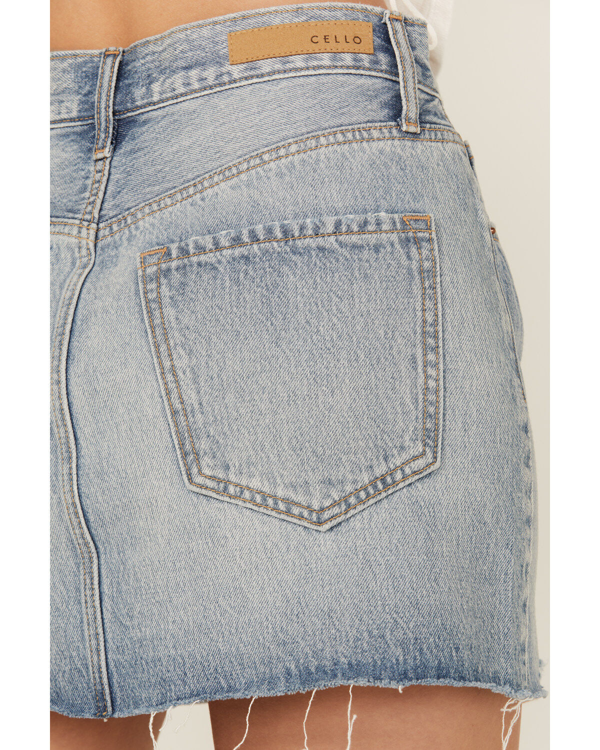 Image #4 - Cello Women's Medium Wash Mid Rise Denim Mini Skirt, Medium Wash, hi-res