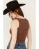 Image #5 - Cleo + Wolf Women's Adriel Ribbed Knit Cropped Tank Top, Lt Brown, hi-res