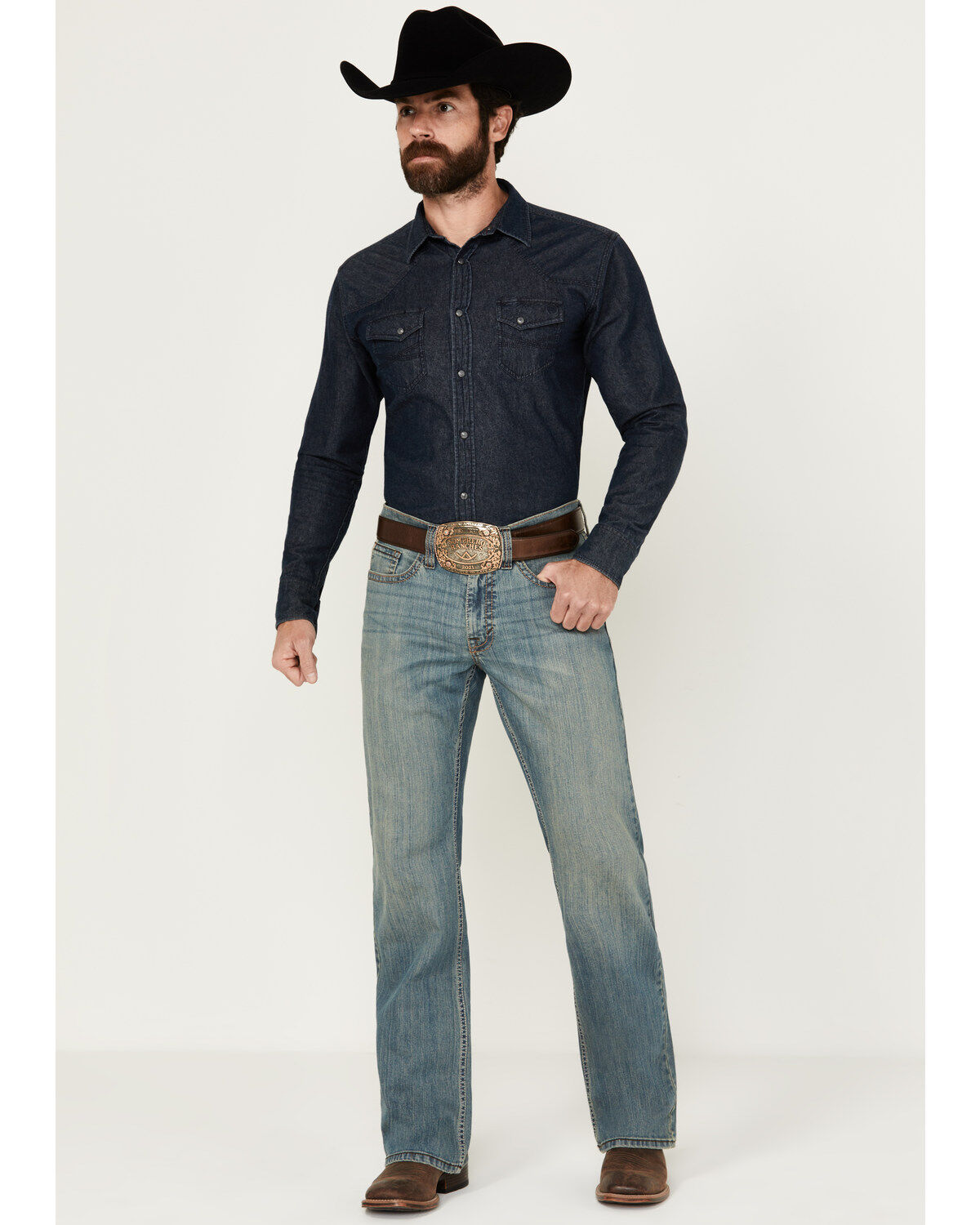 Cody James Men's Bozeman Wash Duke Relaxed Bootcut Stretch Denim Jeans, Medium Wash, hi-res