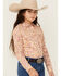 Image #2 - Shyanne Girls' Ash Floral Print Long Sleeve Pearl Snap Stretch Western Shirt , Gold, hi-res