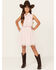 Image #1 - Sugar California Girls' Fringe Tooled Dress , Pink, hi-res