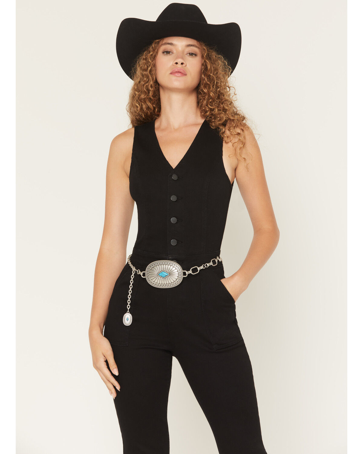 Image #1 - Idyllwind Women's Vivelle Oval Concho Chain Belt, Silver, hi-res