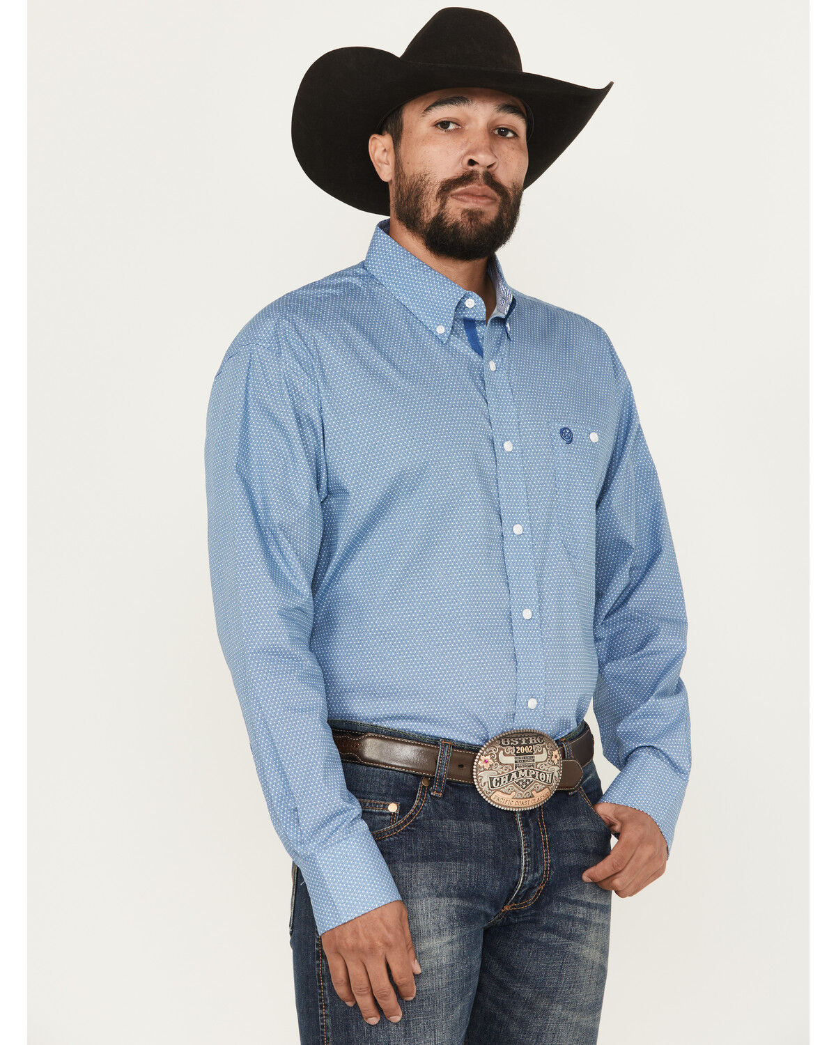 Image #1 - George Strait by Wrangler Men's Geo Print Long Sleeve Button-Down Stretch Western Shirt - Tall, , hi-res