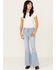 Image #1 - Shyanne Girls' Destructed Knee Flare Jeans , Light Wash, hi-res