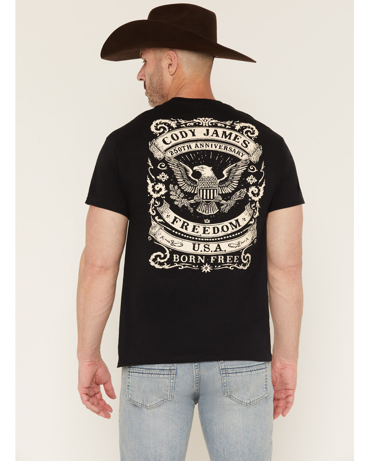 Image #1 - Cody James Men's Freedom America 250 Short Sleeve Graphic T-Shirt, Black, hi-res