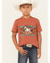 Image #1 - Rock & Roll Denim Boys' Southwestern Horse Short Sleeve Graphic T-Shirt , Rust Copper, hi-res