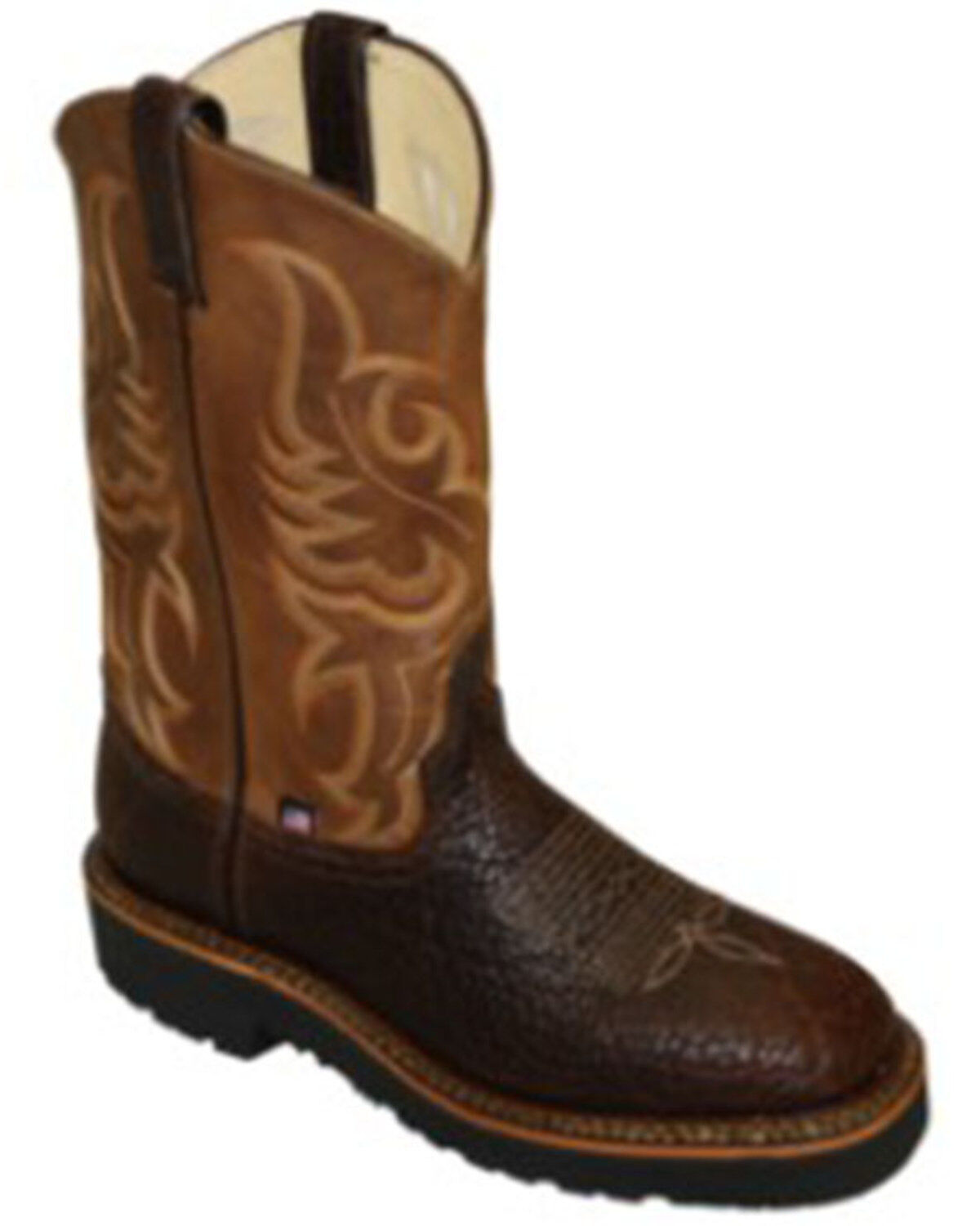 Image #1 - Abilene Men's Shrunken Bison Western Boots - Round Toe, Brown, hi-res