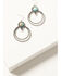 Image #1 - Shyanne Women's Double Hoop Turquoise-Toned Earrings, Silver, hi-res