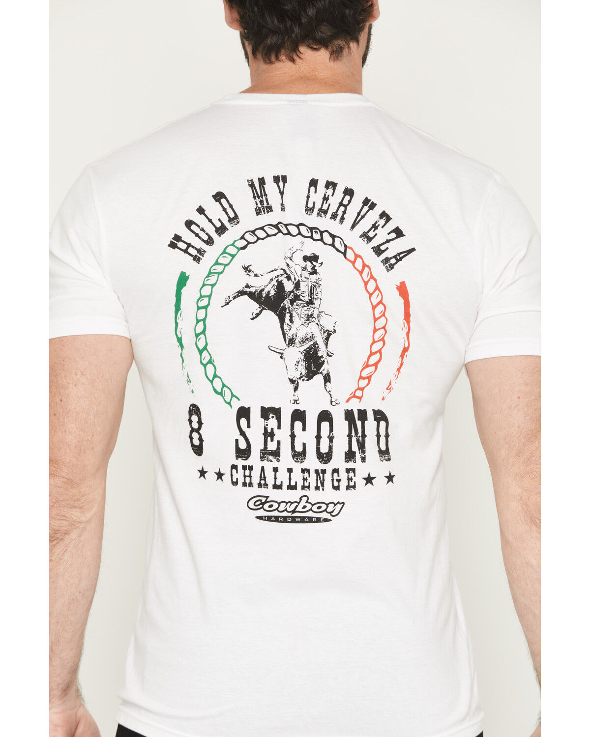 Image #4 - Cowboy Hardware Men's Hold My Cerveza Short Sleeve Graphic T-Shirt, White, hi-res